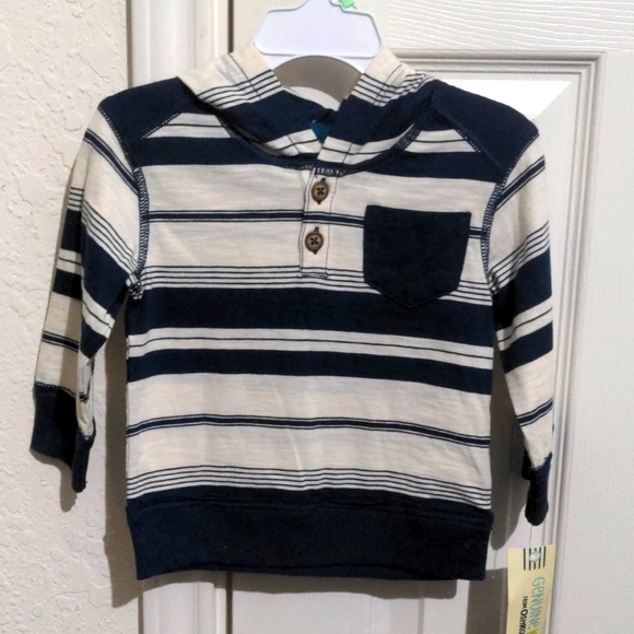 OshKosh B'gosh Other - Genuine Kids Oshkosh Baby Boys Long Sleeve Hooded Shirt. Size 12 Months. NWT
